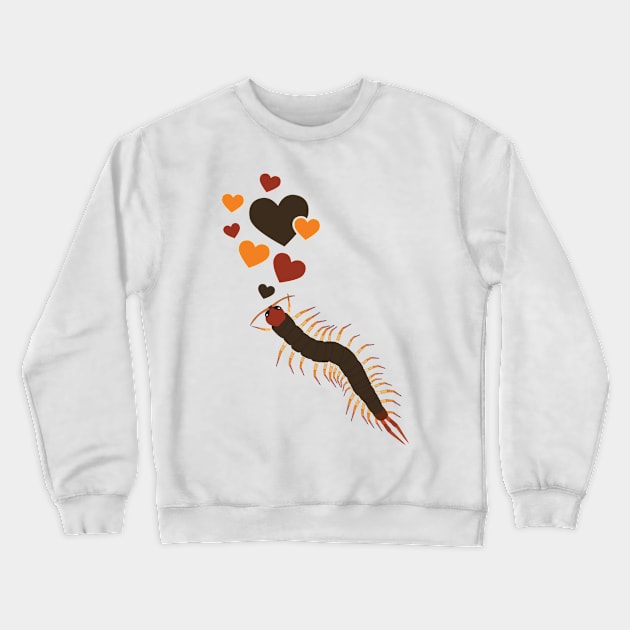 Cute Centipede With Hearts Crewneck Sweatshirt by HeartsandFlags